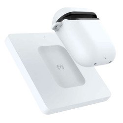 Slim Quick Charge Wireless Charger for Qi Compatible Device, iPhone, Samsung Galaxy Android, Airdpod, and More (White)